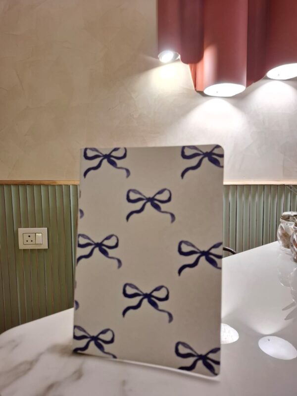 blue bows journal cover, diary, white journal, design